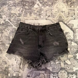 Forever 21 Black Charcoal Distressed Denim Shorts - Size 24